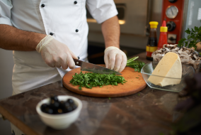 Chef wearing gloves