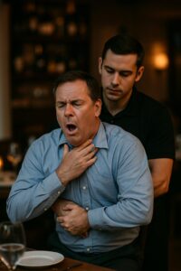 man choking